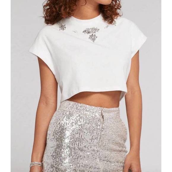 NEW GENERATION LOVE ella crystal top in white - Picture 1 of 3